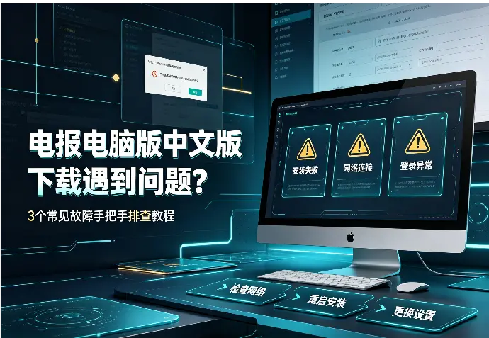 电报电脑版中文版下载遇到问题？3个常见故障手把手排查教程