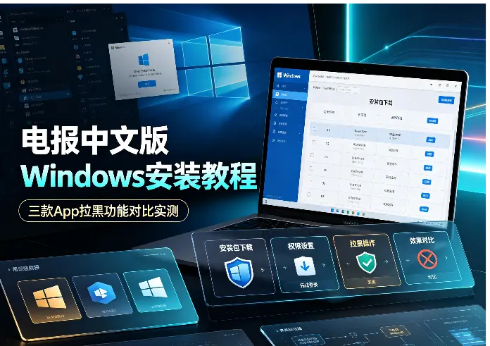 电报中文版Windows安装教程：三款App拉黑功能对比实测