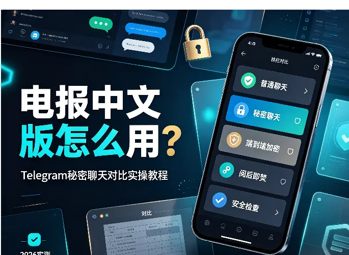 电报中文版怎么用？Telegram秘密聊天对比实操教程（2026实测）