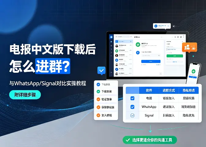 电报中文版下载后怎么进群？与WhatsApp/Signal对比实操教程（附详细步骤）