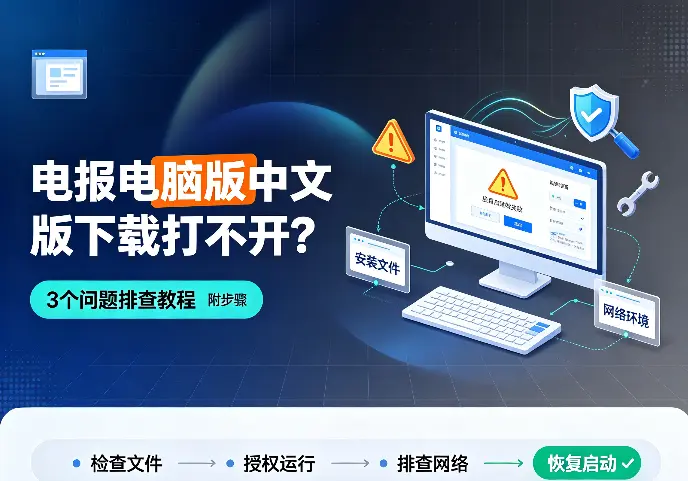电报电脑版中文版下载打不开？3个问题排查教程（附步骤）