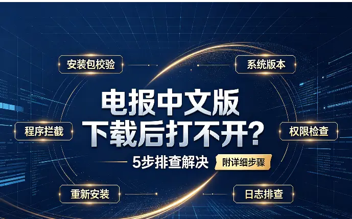 电报中文版下载后打不开？5步排查解决（附详细步骤）