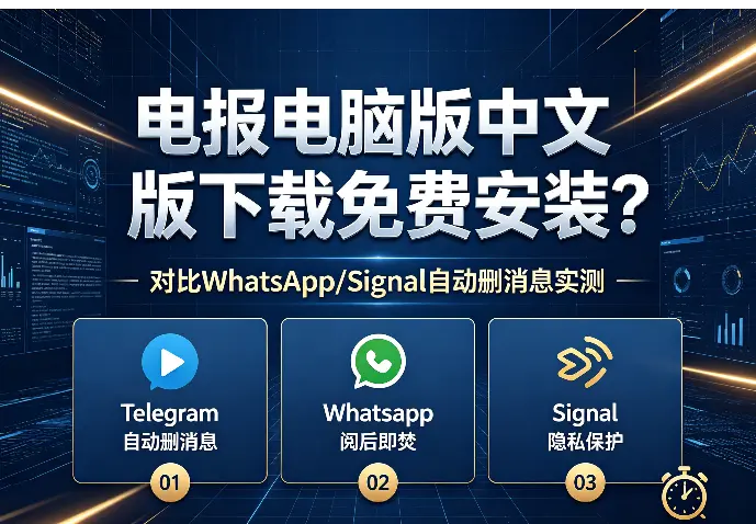 电报电脑版中文版下载免费安装？对比WhatsApp/Signal自动删消息实测
