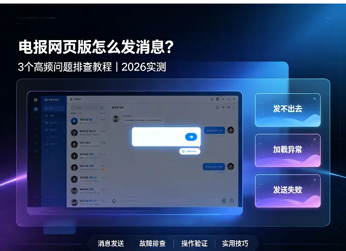电报网页版怎么发消息？3个高频问题排查教程（2026实测）