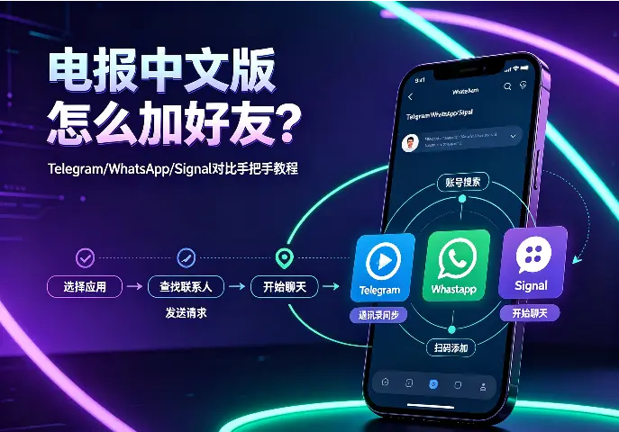 电报中文版怎么加好友？Telegram/WhatsApp/Signal对比手把手教程
