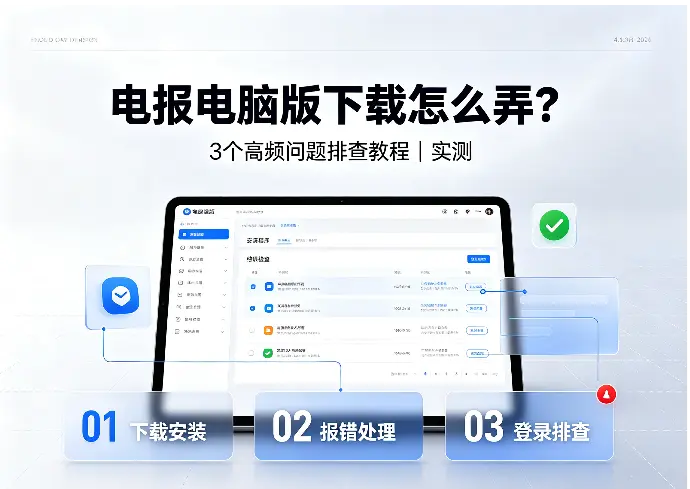 电报电脑版下载怎么弄？3个高频问题排查教程（实测）
