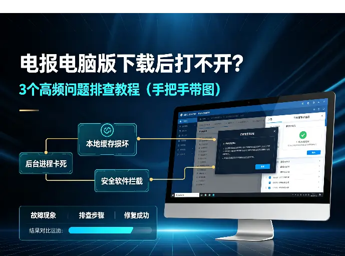 电报电脑版下载后打不开？3个高频问题排查教程（手把手带图）