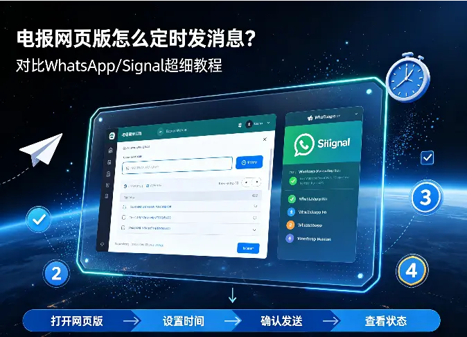 电报网页版怎么定时发消息？对比WhatsApp/Signal超细教程