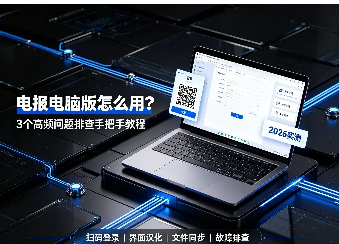 电报电脑版怎么用？3个高频问题排查手把手教程（2026实测）
