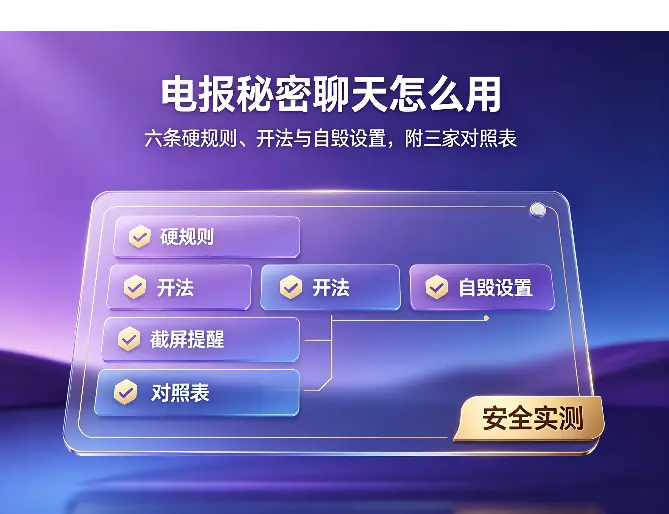 电报秘密聊天怎么用:六条硬规则、开法与自毁设置,附三家对照表