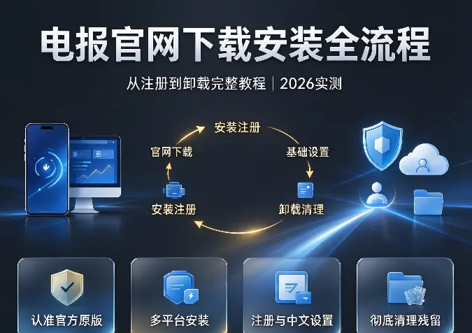 电报官网下载安装全流程：从注册到卸载完整教程（2026实测）
