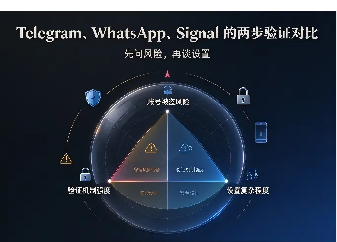 Telegram、WhatsApp、Signal 的两步验证对比：先问风险，再谈设置