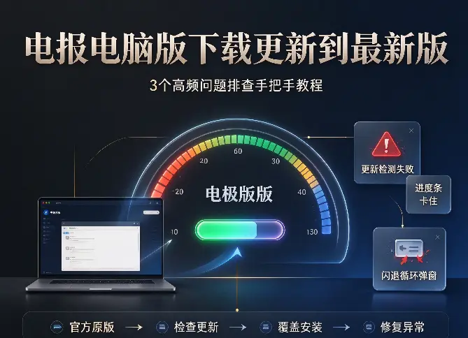 电报电脑版下载更新到最新版：3个高频问题排查手把手教程