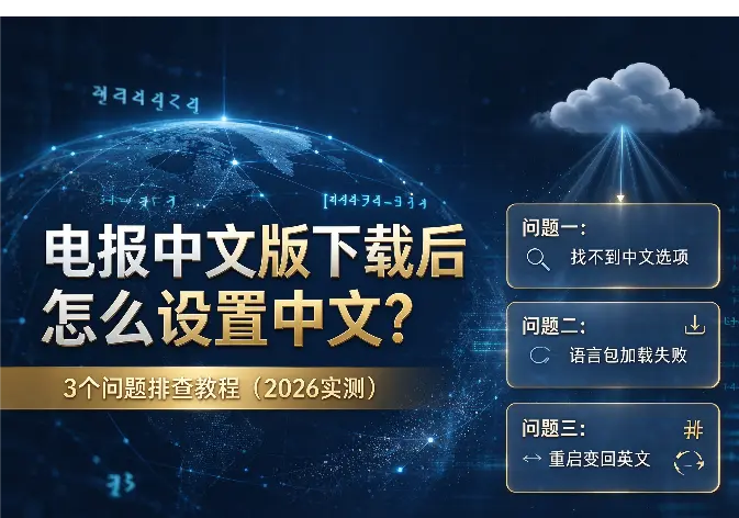 电报中文版下载后怎么设置中文？3个问题排查教程（2026实测）