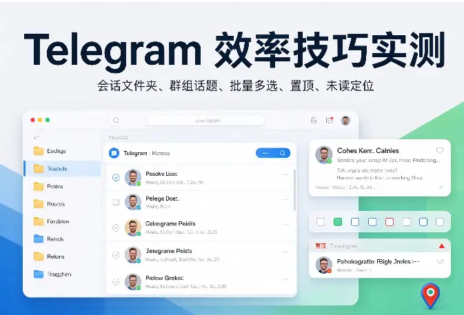 Telegram 效率技巧实测：会话文件夹、群组话题、批量多选、置顶、未读定位