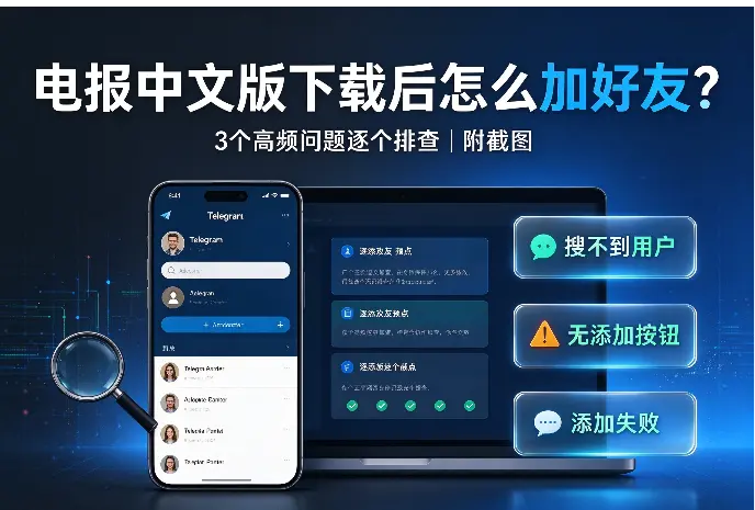 电报中文版下载后怎么加好友？3个高频问题逐个排查（附截图）