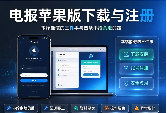 电报苹果版下载与注册：本端能做的三件事与四条不给余地的路