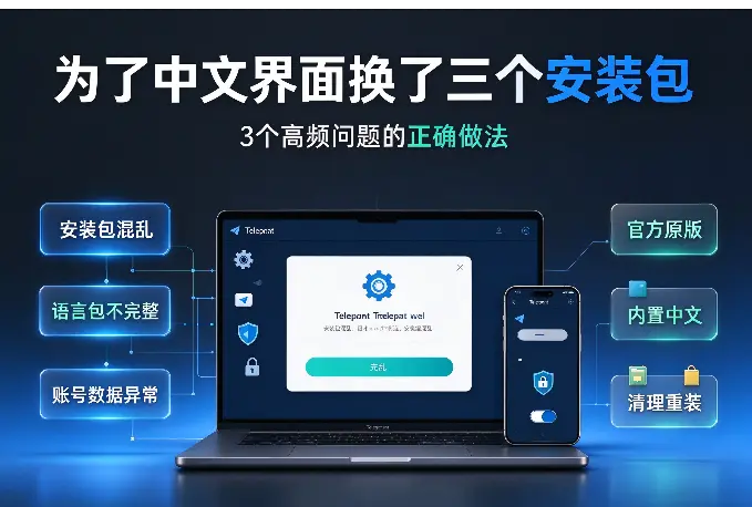 为了中文界面换了三个安装包：3 个高频问题的正确做法
