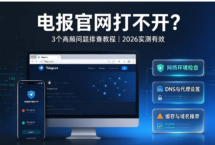 电报官网打不开？3个高频问题排查教程（2026实测有效）