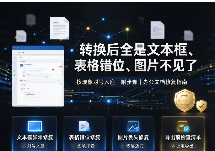 转换后全是文本框、表格错位、图片不见了：按现象对号入座（附步骤）