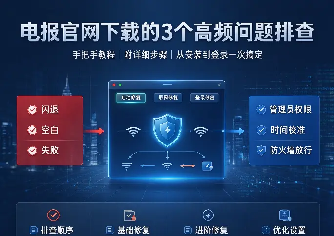 电报官网下载的3个高频问题排查手把手教程（附详细步骤）
