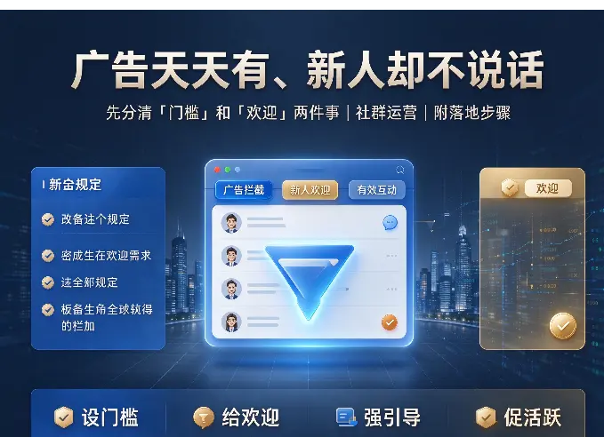 广告天天有、新人却不说话：先分清「门槛」和「欢迎」两件事（附步骤）