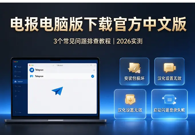 电报电脑版下载官方中文版：3个常见问题排查教程