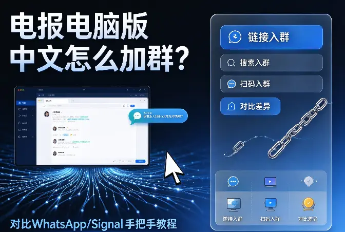 电报电脑版中文怎么加群？对比WhatsApp/Signal手把手教程