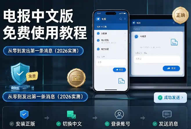 电报中文版免费使用教程：从零到发出第一条消息（2026实测）