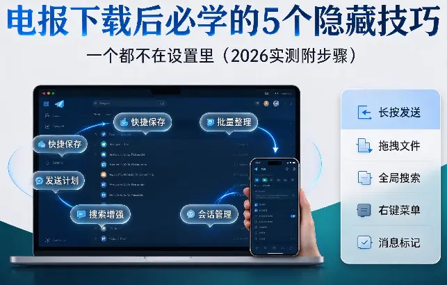 电报下载后必学的5个隐藏技巧：一个都不在设置里（2026实测附步骤）