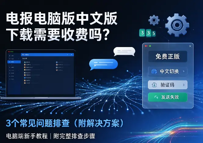电报电脑版中文版下载需要收费吗？3个常见问题排查（附解决方案）