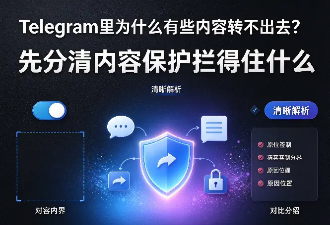 Telegram里为什么有些内容转不出去？先分清内容保护拦得住什么