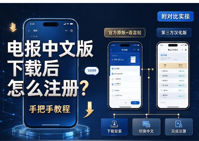 电报中文版下载后怎么注册？手把手教程（附对比实操）
