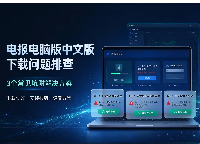 电报电脑版中文版下载问题排查：3个常见坑附解决方案