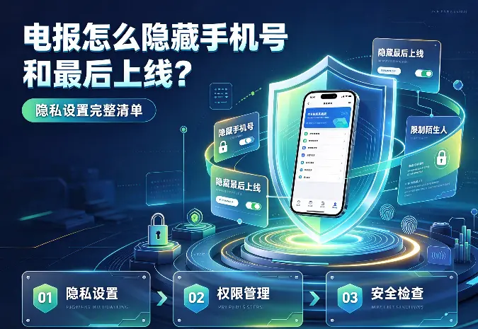电报怎么隐藏手机号和最后上线？隐私设置完整清单