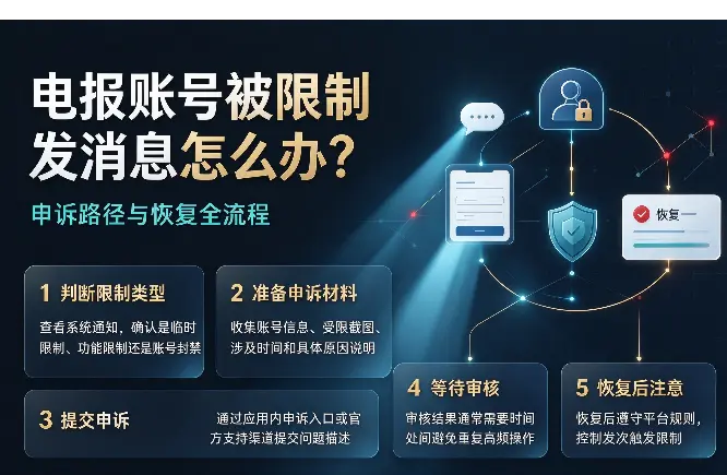 电报账号被限制发消息怎么办？申诉路径与恢复全流程