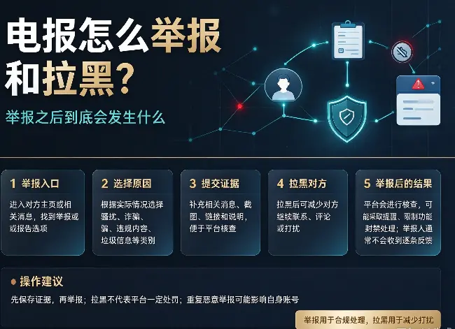 电报怎么举报和拉黑？举报之后到底会发生什么