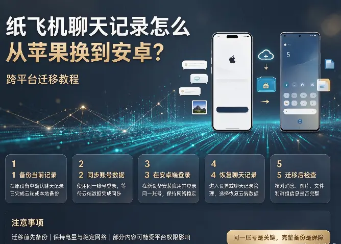 纸飞机聊天记录怎么从苹果换到安卓？跨平台迁移教程