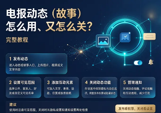 电报动态（故事）怎么用、又怎么关？完整教程