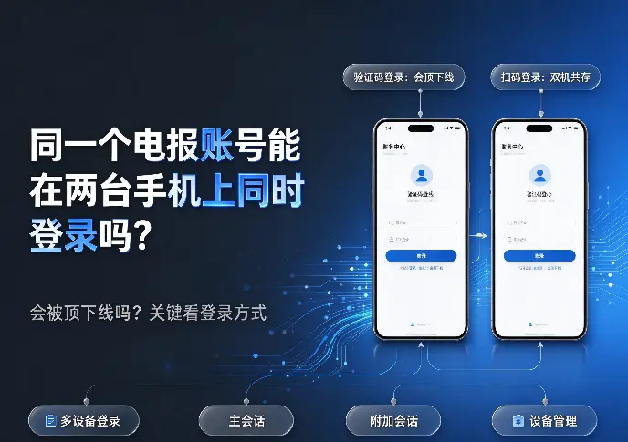 同一个电报账号能在两台手机上同时登录吗？会被顶下线吗