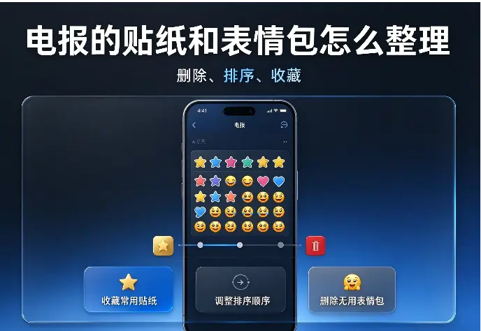 电报的贴纸和表情包怎么整理（删除、排序、收藏）