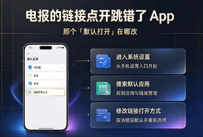 电报的链接点开跳错了 App：那个「默认打开」在哪改