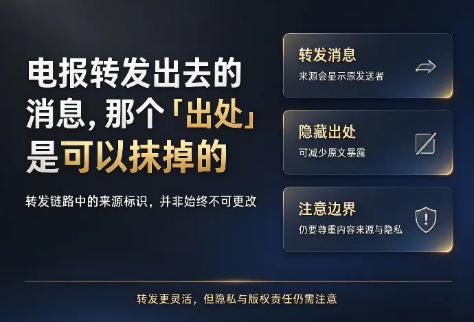 电报转发出去的消息，那个「出处」是可以抹掉的