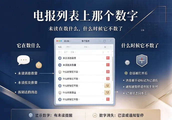 电报列表上那个数字：未读在数什么，什么时候它不数了