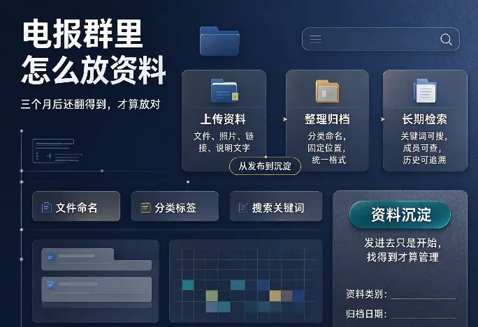 电报群里怎么放资料：三个月后还翻得到，才算放对