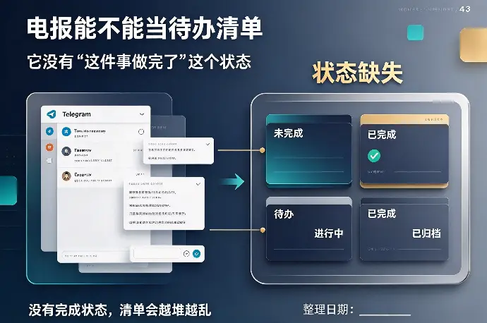 电报能不能当待办清单：它没有"这件事做完了"这个状态