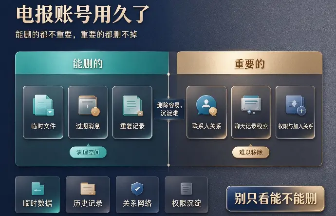  电报账号用久了：能删的都不重要，重要的都删不掉