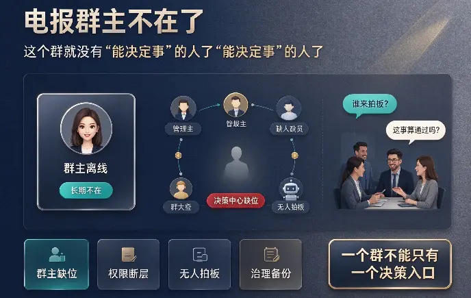  电报群主不在了：这个群就没有"能决定事"的人了